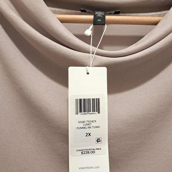 Eileen Fisher Stretch Silk Jersey Funnel Neck Tunic Size 2X - Picture 7 of 9